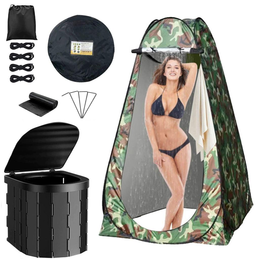 Портативная палатка для душа и туалета для кемпинга - Укрытие для уединения на открытом воздухе