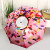 1pc Pink Donut Automatic Folding Umbrella - 8-Rib Iron Frame,  Portable Sunshade with Plastic Handle yy250731239