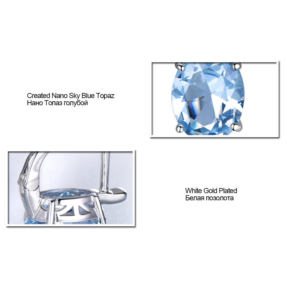 Umcho Oval Nano Sky Blue Topaz Gemstone Clip Earring