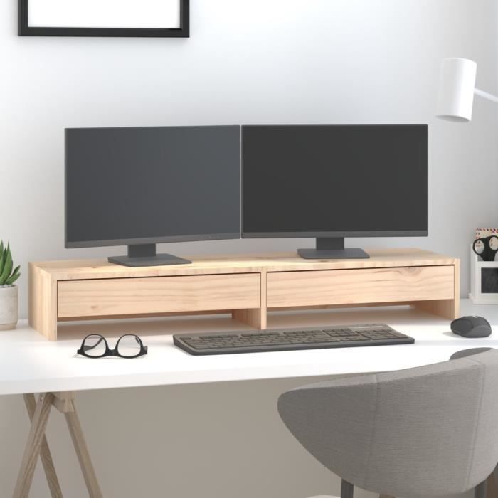 VidaXL Monitor Stand 100x27x15 Cm Solid Pine Wood 813959