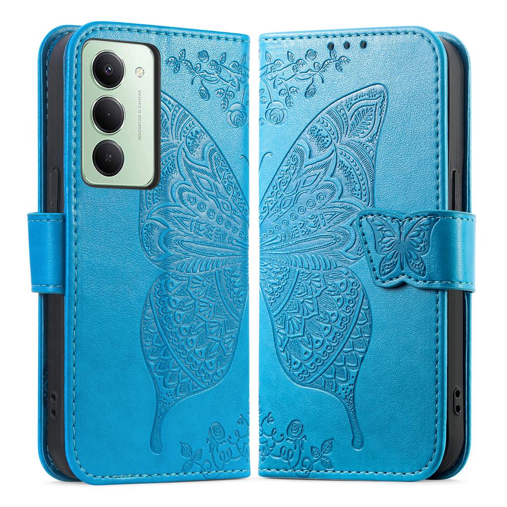 Для Xiaomi Redmi 15 4G (США) (171 мм) Чехол с ремешком с узором бабочки, кошелек из искусственной кожи, чехол для телефона