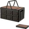 SONGSONG 35л Складной ящик для хранения для кемпинга с деревянной крышкой, ручками, сборкой, прочный, большой, подходит для автомобиля