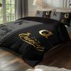 3pcs Fashionable Black Gray K and Q Design Printed Bedding Set, Soft, Comfortable and Breathable Duvet Cover, Bedroom, Hotel