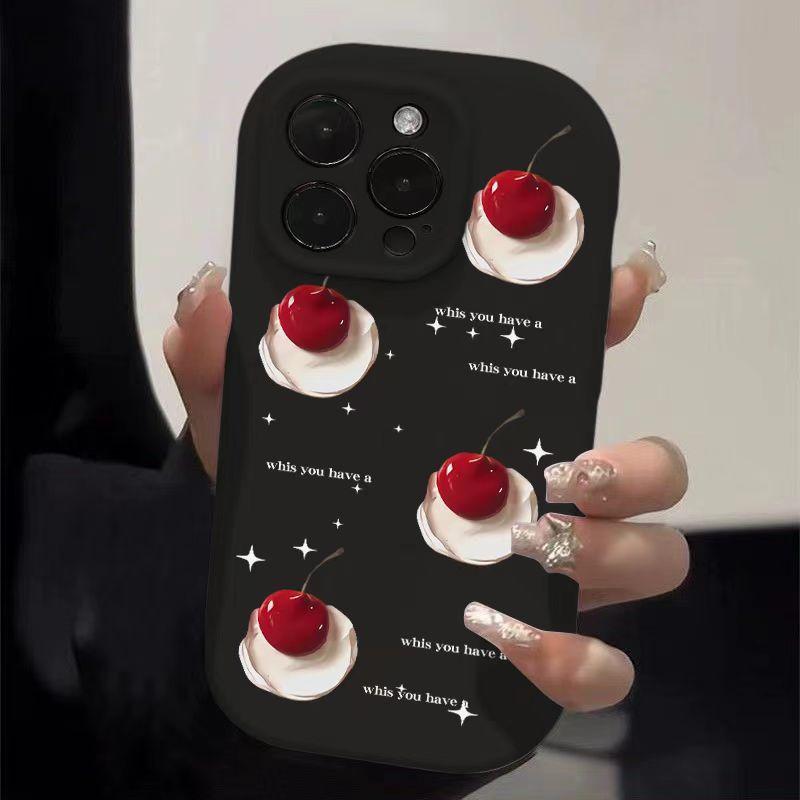 Вишня Подходит для Apple 16 IPhone Анимация 15plus Креативный 14 Мультяшный Мягкий Чехол 13 Чехол для Мобильного Телефона 12promax