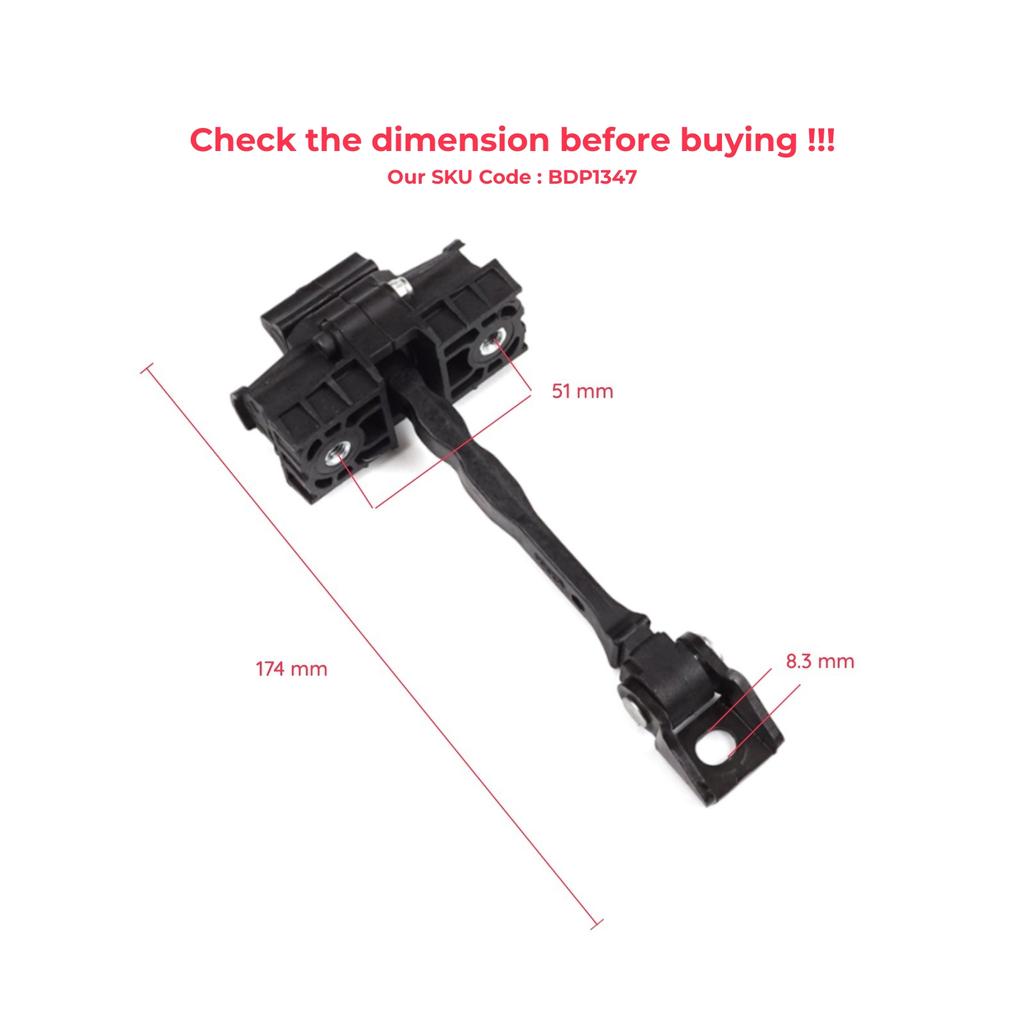 EDP1347 Ограничитель тормозного ремня петли задней двери для VW UP! Skoda Citigo Seat Mii 2011-2024 5-дверный хэтчбек 1S4839249A