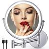 Wall-mounted Lighted Makeup Mirror, Double-sided Retractable Design for Bathroom or Hotel Use