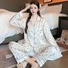 "Korean Ins-Style Imitation Silk Pajamas: Women's Long-Sleeve Cute Bear Dot Set"