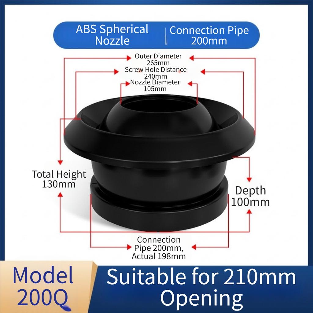 ABS Spherical Diffuser with Square Outline and Swirling Air Pathway for Use in Air Distribution and Conditioning