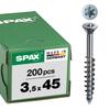 Саморезы SPAX для дерева с потайной головкой для внутренних работ 3,5x45 мм T20 Сталь с цинковым покрытием 200 шт. 441010350453