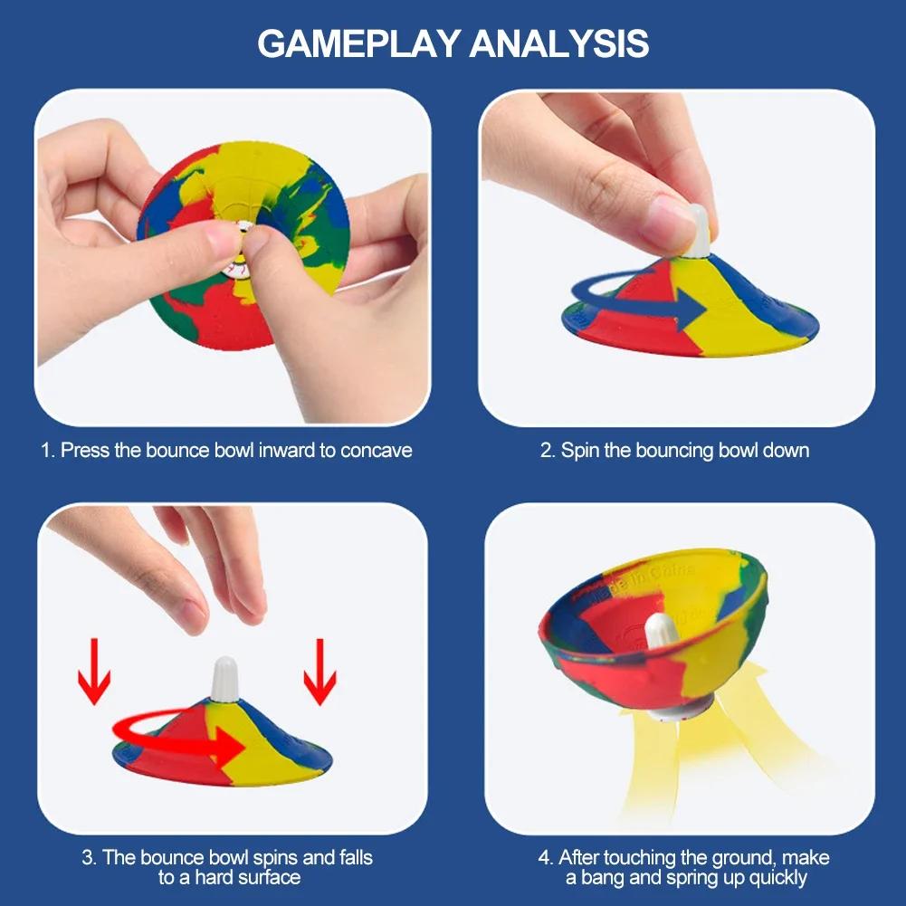 Kids Outdoor Hip Hop Camouflage Rotating Bouncing Bowl Toy - Novel Half-Side Jumping Pressure-Resistant Children’S Fun Toy