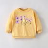 Весна осень чистый хлопок милый цветочный принт толстовка с капюшоном для девочки пуловер Детская одежда футболки с длинным рукавом для девочек свободные желтые топы толстовки