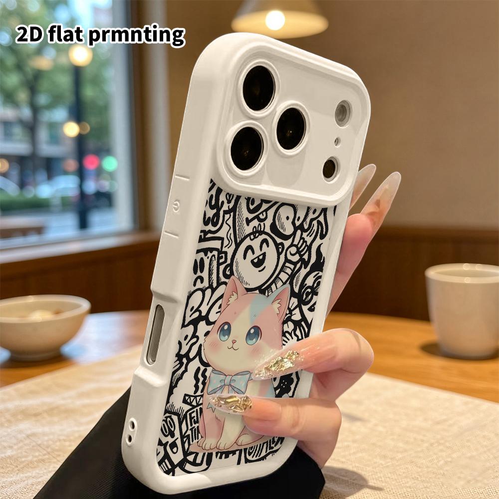 Phone case: 2D flat design suitable for iPhone 18 17 16 15 14 13 Pro tiered protective case, gradient cat, Christmas and Halloween holiday gift