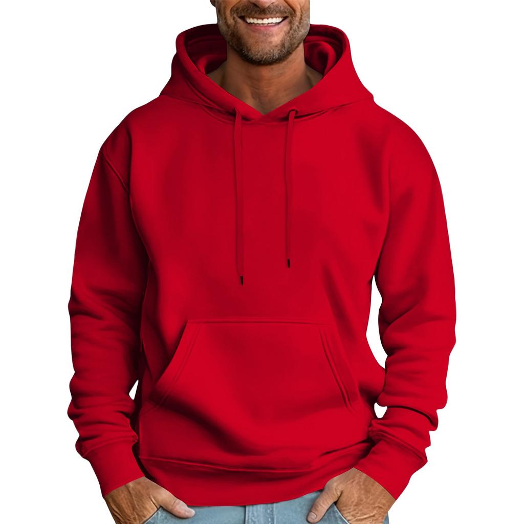 Мужская повседневная толстовка свободного кроя однотонная со шнурком худи с большим карманом спортивная толстовка