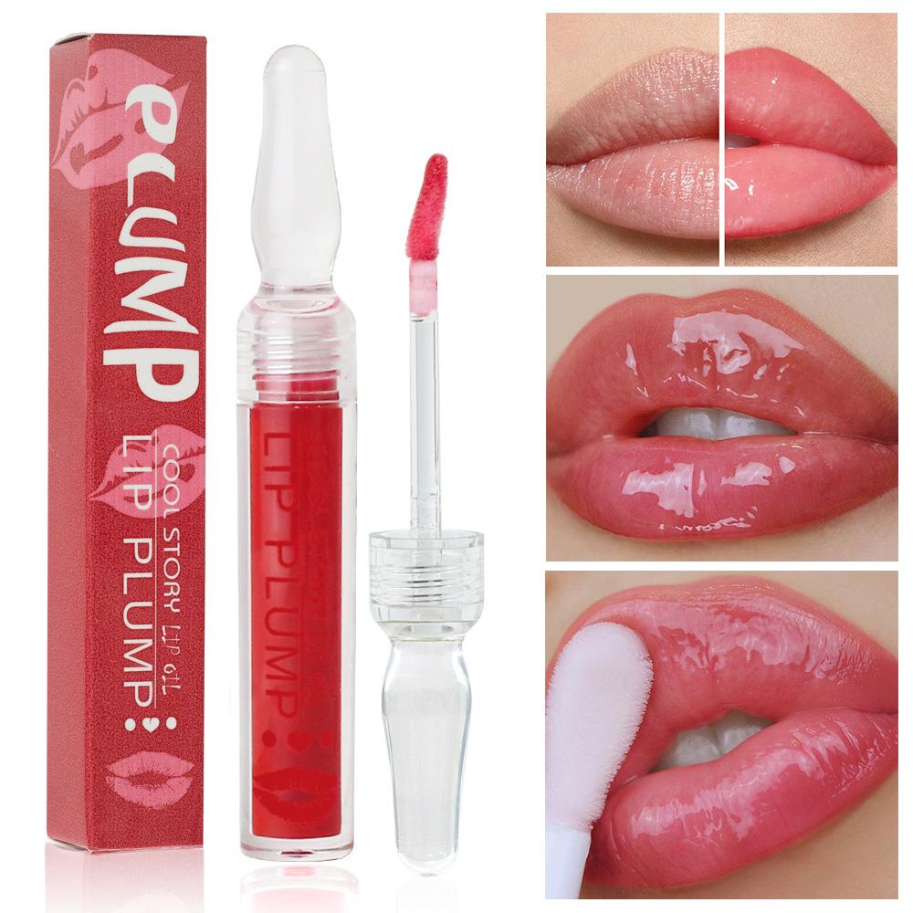 Lip Plumping Ampoule Small Lip Oil Moisturizing Waterproof Hydrating Velvet Moisturizing Transparent Lip Gloss Lip Oil Makeup