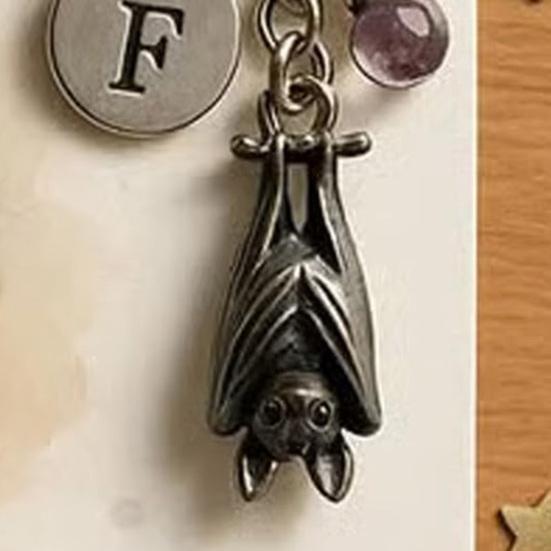 Yousheng 1/2 шт. Вдохновляющий брелок в виде летучей мыши, брелок для эмоциональной поддержки в виде летучей мыши с карточкой с вдохновляющими стихами, металлический кулон в виде летучей мыши