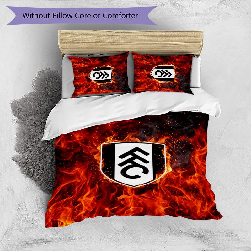 Fulham Football Printed 3 Pieces Bedding Set, Comfortable Skin Friendly Bedroom Duvet Cover Set