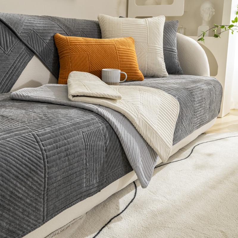 Всесезонная универсальная однотонная шенилловая стеганая диванная подушка современная простая легкая роскошная тканевая диванная подушка полотенце