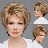 Blonde Brown Short Costume Wigs Curly Ladies Layered Natural Wig With Bangs Synthetic Hair Wig For Women Heat Resistant Fibre Wig