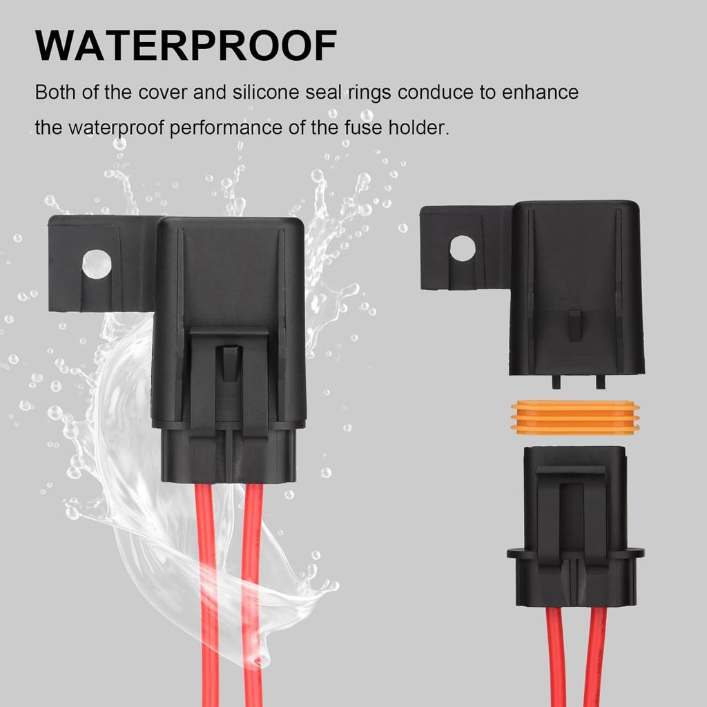 3 Pack Inline Waterproof Fuse Holder, with 10 Amp 15 Amp ATC/ATO Blade Fuses, 16 AWG Pre-Wired Kit Heavy Duty Inline Fuse Holder for Marine