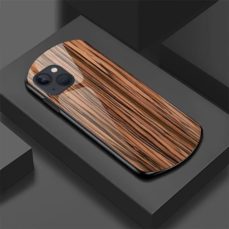 Стеклянный чехол для телефона с рисунком под дерево, подходит для iPhone 17 16 15 14 13 12 11 Pro/Max/Plus, противоударная задняя крышка