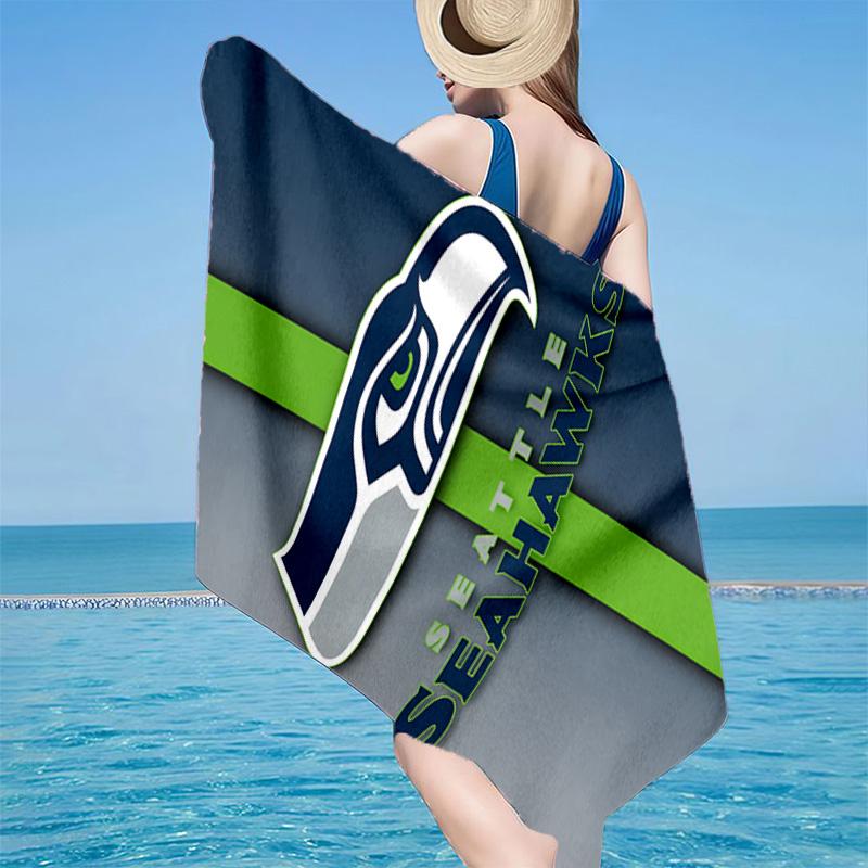 Seattle Seahawks Logo Microfiber Beach Towel, Lightweight And Quick-Dry, for Summer Travel, Beach Essential, Swimming Pool