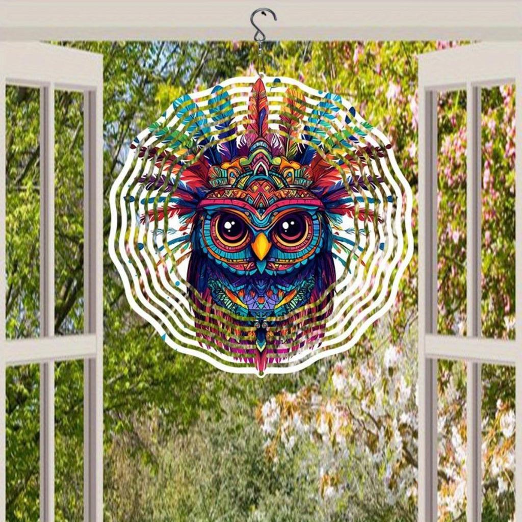 1 шт. 3D Металлическая Сова Флюгер Дизайн Мандалы Декор для Сада на Открытом Воздухе Подвесное Украшение Батарейки Не Требуются для Патио Двора Дома
