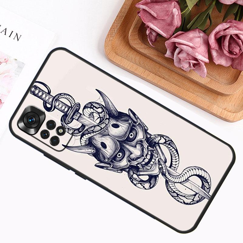 Чехол-маска Самурая Они для Xiaomi Redmi Note 13 Pro 14 12 11 9 10 9S 10S 11S 12S Redmi 12C 13C 14C 10C