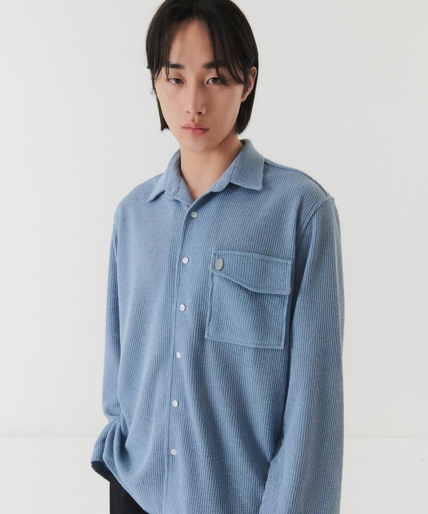 TRIP LE SENS Button Sleeve Knit Shirt_Blue