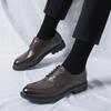 Fashion British Style Office Men's Work Shoes Durable Comfortable Men's Brogue Shoes Classic Brown Casual Leather Shoes Versatile