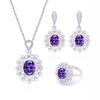 925 Silver Needle Jewelry New Zircon Wedding Necklace Earrings Ring Jewelry Set