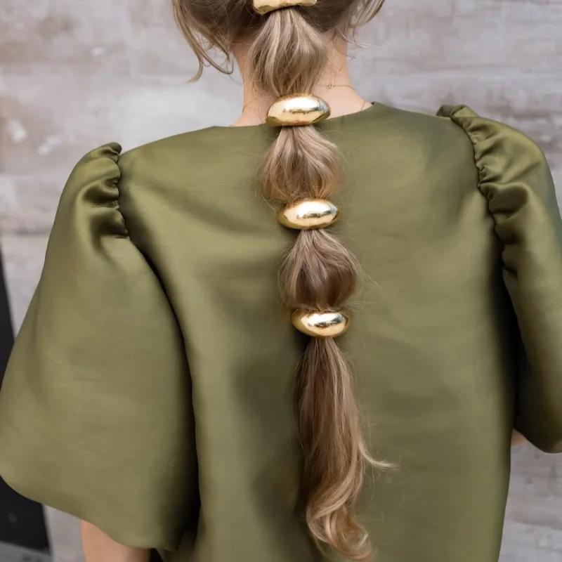 Women's Blouse Top with Puffe Sleeve Solid Satin Shirt New Spring Summer Female Sleeves O Neck Loose Short Shirt Female Blouses