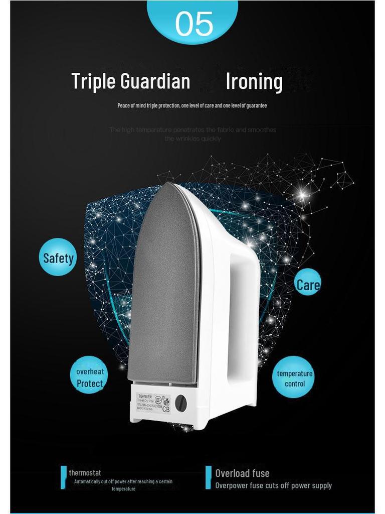 Портативный мини-электрический утюг для одежды - подходит для студенческого общежития и путешествий, маломощный, с контролем температуры
