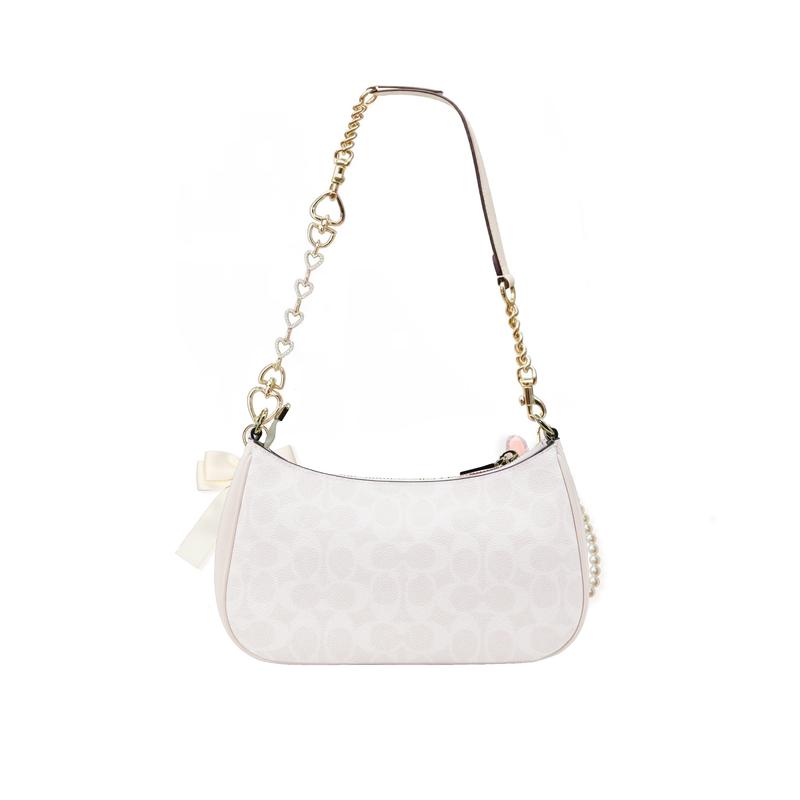 COACH shoulder bag [Customized bag] Teri 25 brand micro-label detachable strap bow silk scarf extension chain printed Shanyuezhi basic model