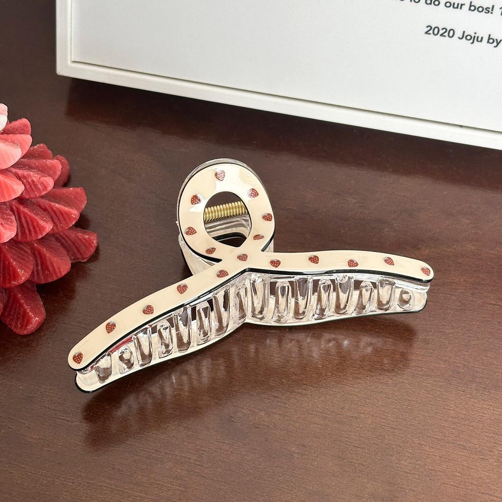 Трендовые большие заколки-крабы для волос с цветочным и клубничным принтом для женщин