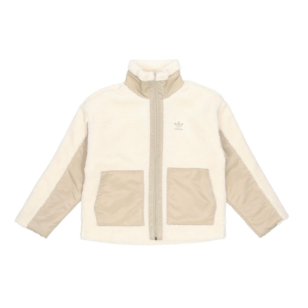 adidas Оригинальная Женская Спортивная Куртка-Флис Originals Sherpa Color Block с Воротником-стойкой Цвет: Кремово-белый HC6603
