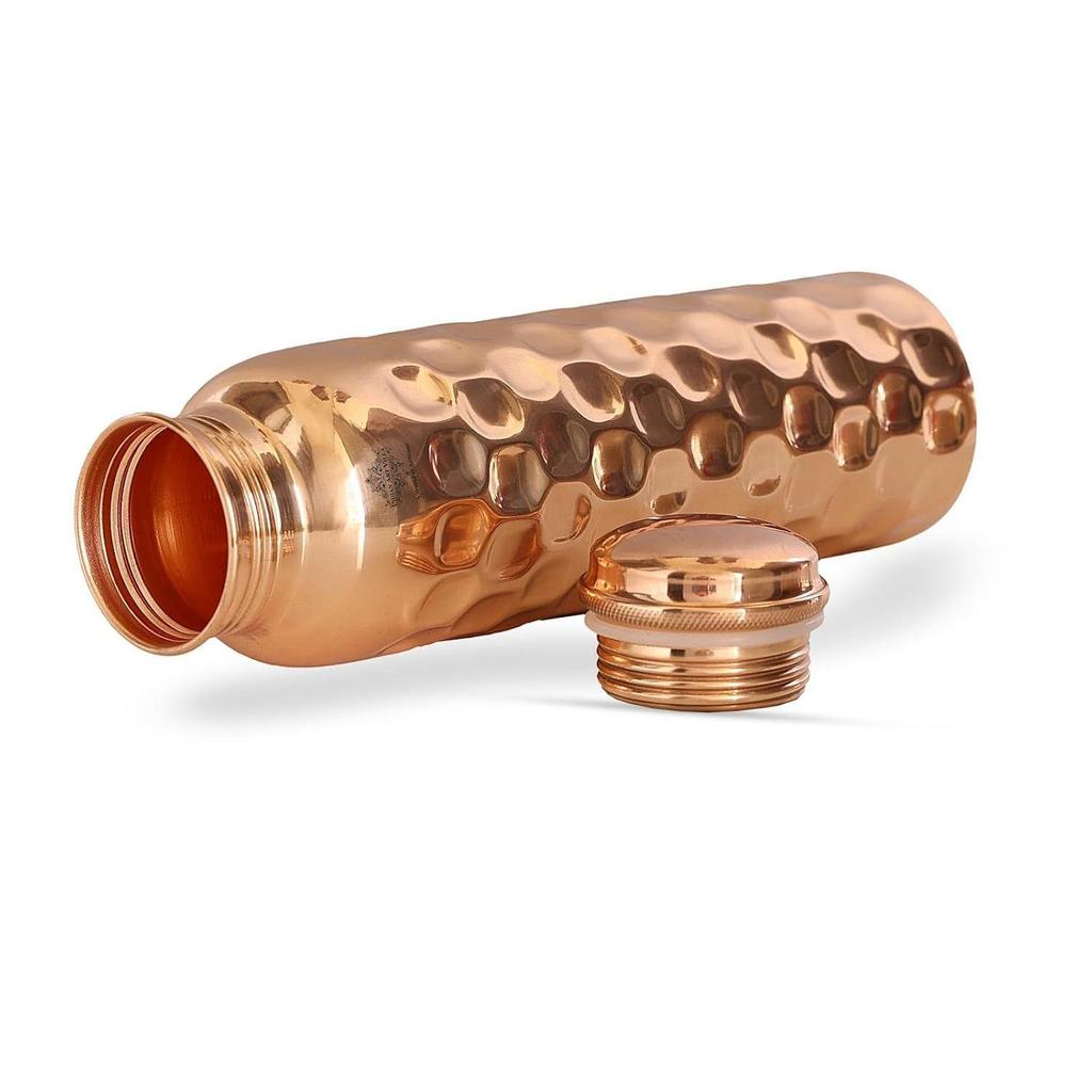 1000 мл, , Лакированное покрытие с алмазным дизайном, Аюрведическая бутылка из чистой меди для ежедневного использования, Посуда для питья, Идеально подходит для дома, офиса и путешествий, Набор из 1