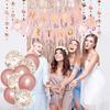 Rose Gold Birthday Party Decorations, Happy Birthday Banner, Rose Gold Fringe Curtain, Heart Star Foil Confetti Balloons, Hanging Swirls for Women