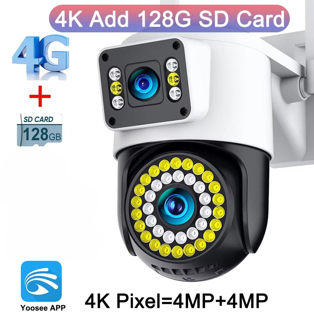 LS VISION 4K 8MP IP камера с двумя объективами 4G PTZ Wifi камера с двумя экранами, автоматическим слежением, двусторонней аудиосвязью, цветная камера ночного видения Yoosee