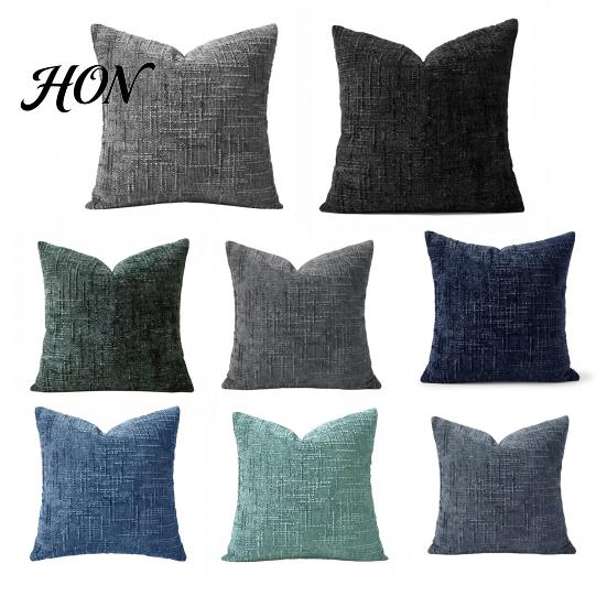 Smooth Zipper Pillow Cover Couch Throw Cover, Decorative Soft Cozy Chenille Case, Rustic Textured Farmhouse Fall Pillowcase for Living Room