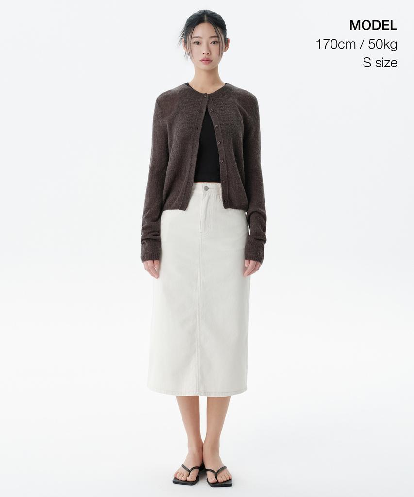 Musinsa Standard Woman Women'S Denim Midi Skirt [Cream]