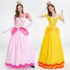 Palace Sweet Pink Princess Dress Peach Girls Costume Women Cosplay Halloween Mother Daugter Party Dress Up Clothing Fancy Dress Adult