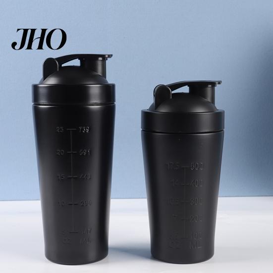 Gym Shaker Cup Stainless Steel Protein Fitness Shakes Bottle Leak-proof 500ml/750ml Portable Mixing with Ball And Scale Stirring