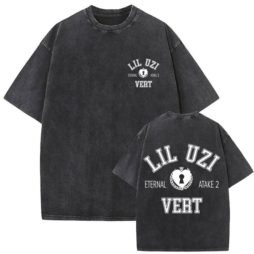 Рэпер Lil Uzi Vert Розовая Лента Винтажная Стиранная Футболка Мужская Женская Хип-Хоп Мода Поп Музыка Футболки Мужская Хлопковая Оверсайз Футболка