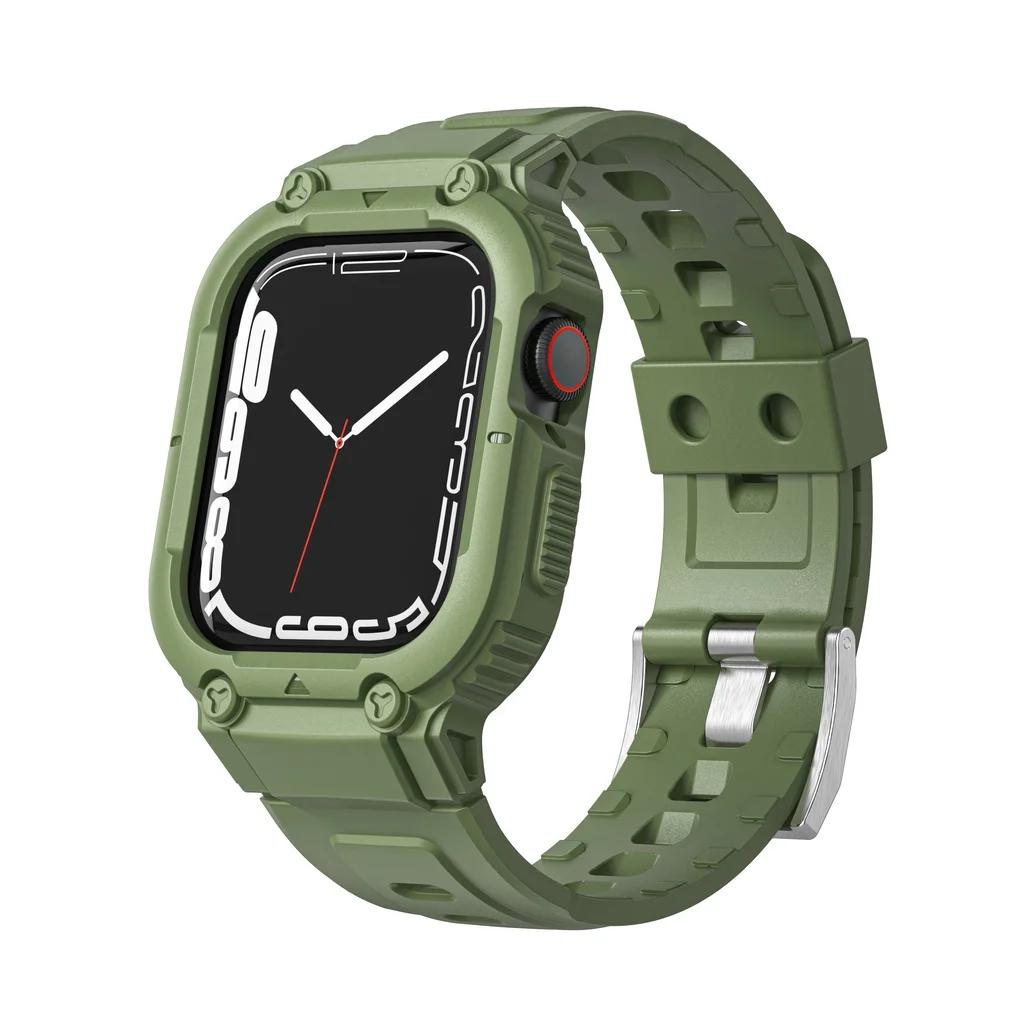 Ремешок для чехла для Apple Watch Ultra 49 мм, 45 мм, 44 мм, 41 мм, 40 мм, силиконовый ремешок для Iwatch Series 8 7 6 Se 5 4, защитный чехол-браслет
