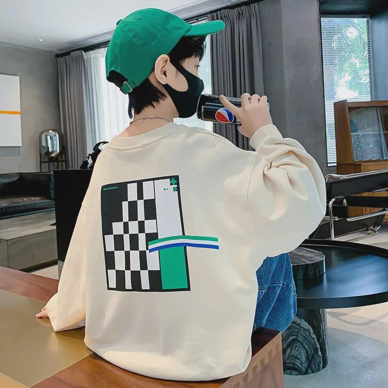 2023 Мальчики Свитшот В Корейском Стиле Круглый Вырез - Весенний и Осенний Принт Пуловер Для Детей