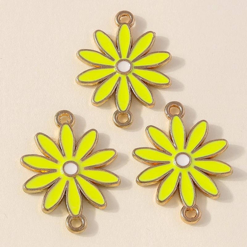 Лесли 10 шт. Красочные подвески в виде цветка ромашки с двумя отверстиями для изготовления ювелирных изделий, браслета, ожерелья, брелока своими руками, кулона