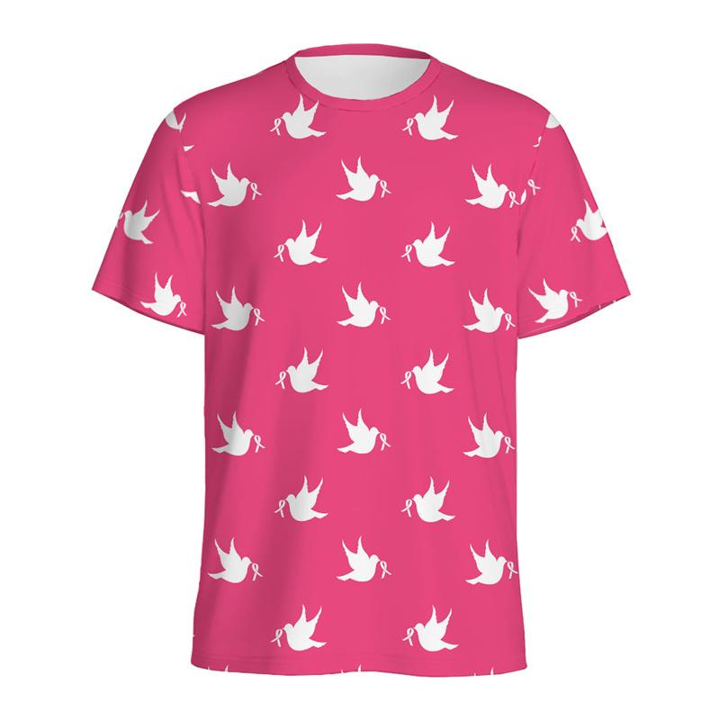 Summer Pink Ribbon T-shirt Women's T-shirt Short Sleeve O-neck Casual T-shirts Clothes Men Fashion Clothing Daily Tees Top