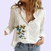 Женская модная рубашка-кардиган с воротником с лацканами, весна и осень, повседневный топ с принтом, хлопковые льняные блузки