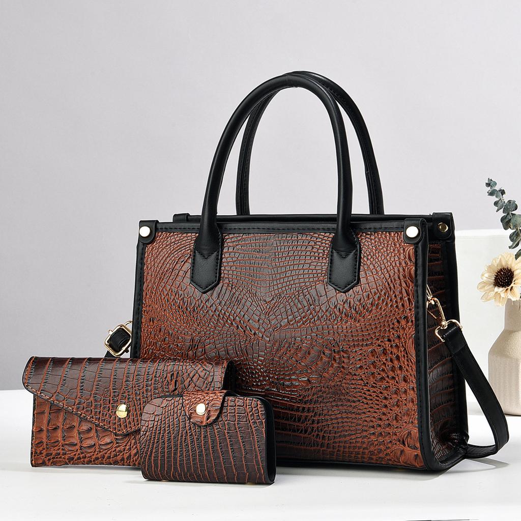 Новая высококачественная сумка для мамы с крокодиловым узором, комплект из трех предметов, модная и стильная сумка большой вместимости, универсальная, через плечо