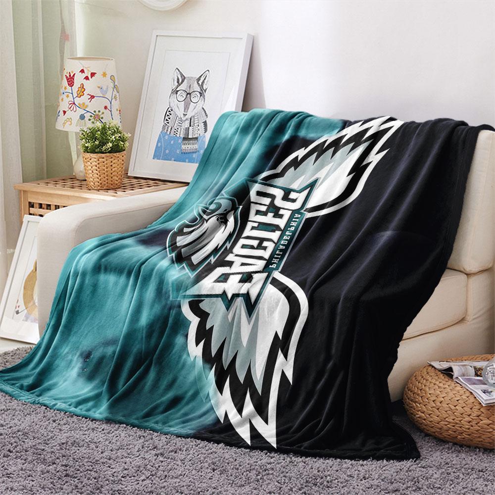 PHI Eagles Printed Flannel Blanket, soft throw for bedroom sofa, washable, fan merchandise, great gift.